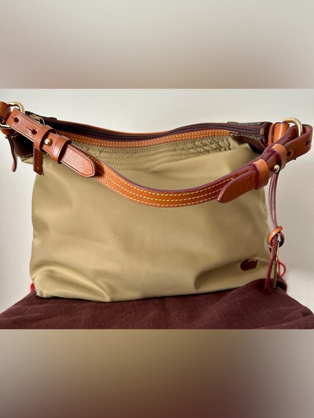 Dooney & Bourke Erica Olive/Tan Nylon
Shoulder Bag - Picture 3 of 10